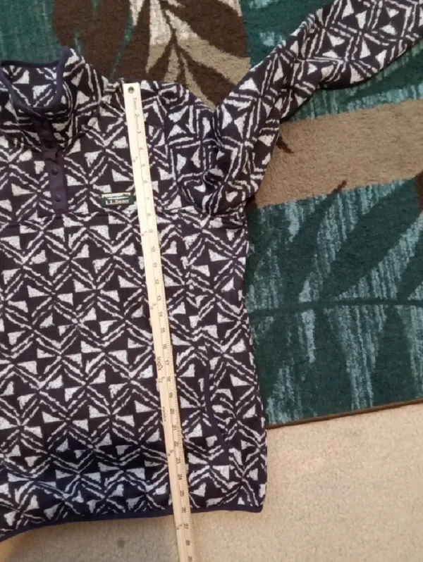L.L.Bean & White Patterned Fleece Pullover Cabincore Gorpcore Womens L - Image 8