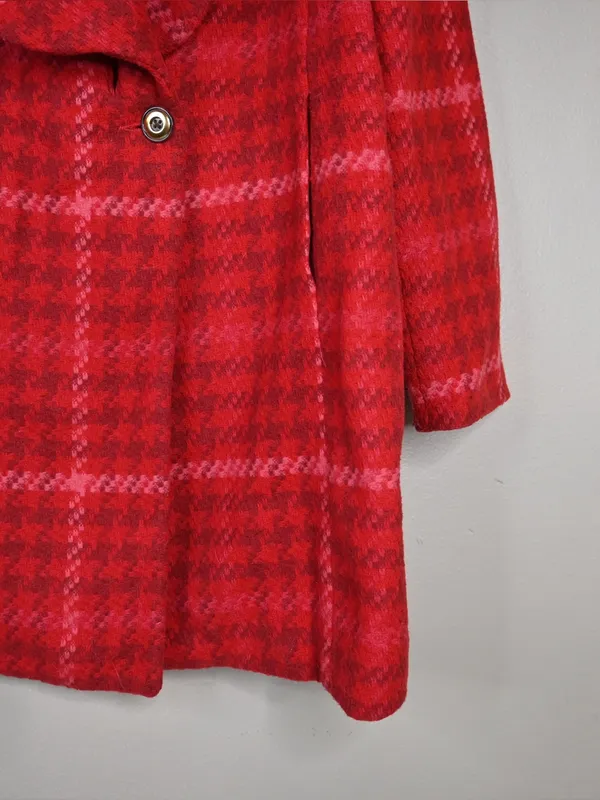 Cabi Women's XL Red Plaid Shawl Collar Evita Coat - Image 6
