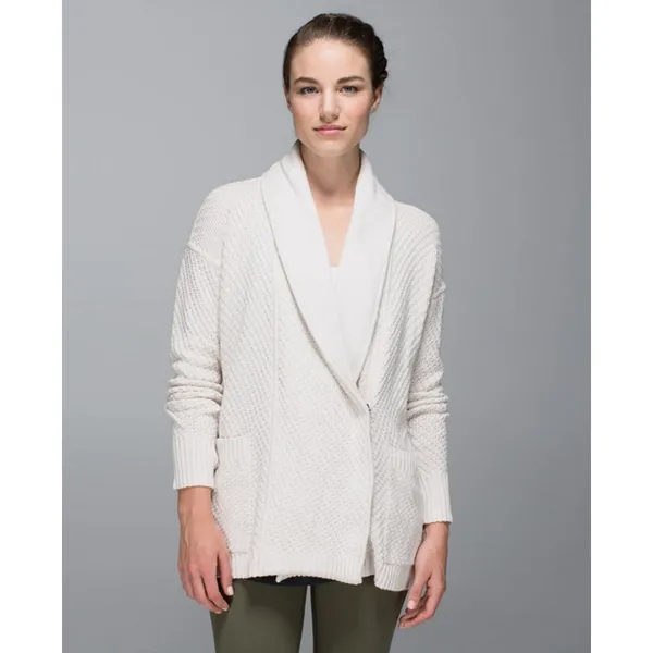 Lululemon Post Practice Cardigan‎ Heather Oatmeal US 10 Fall Winter - Image 4