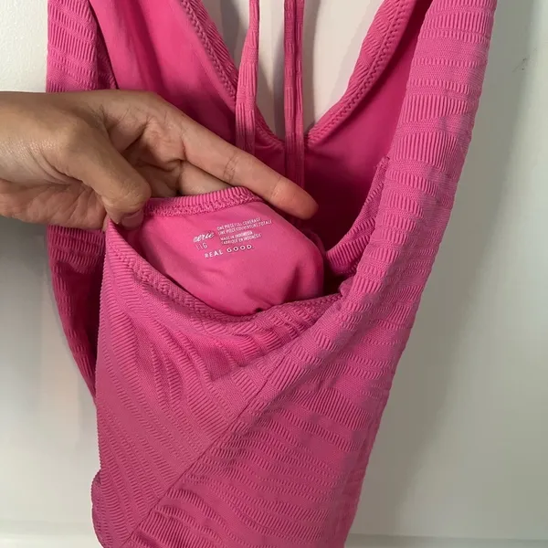 💌 Aerie Jacquard V Scoop One Piece Swimsuit - Image 3