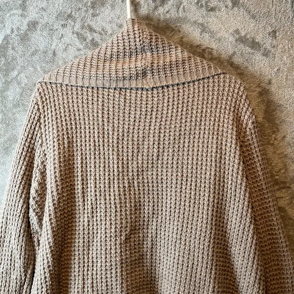 La Fee Verte Anthropologie Tan‎ Knitted Cardigan LG Cotton Wool Cottage Comfort - Image 3