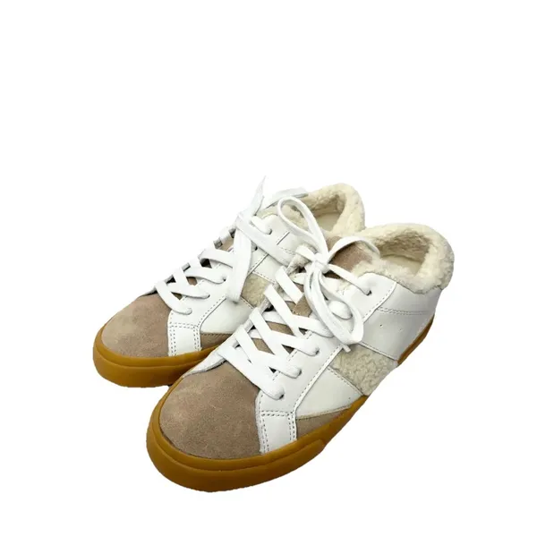 Marc Fisher‎ Ltd. Sidewalk Low Top Sneakers White Leather Sherpa Suede Size 6 - Image 2