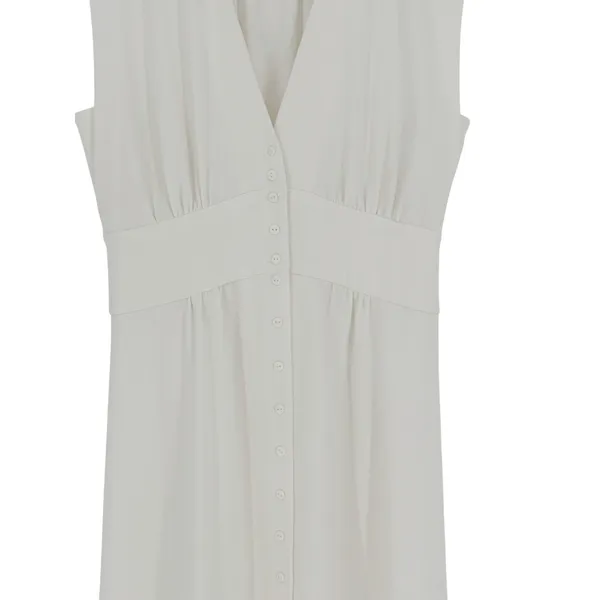 ba&sh Lady Dress Women XS Off-White‎ Sleeveless Button Front Midi Parisian Chic - Image 6