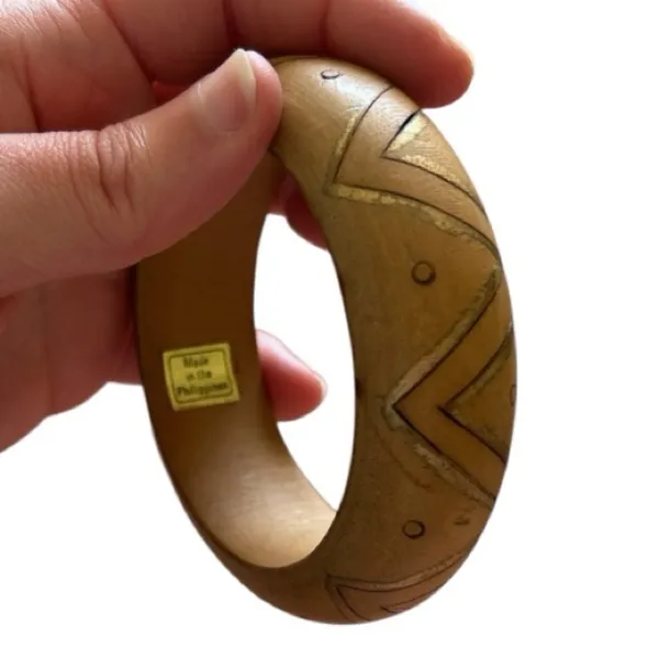 Vintage Wood Painted Boho Bohemian Bangle Bracelet Bundle - Image 3