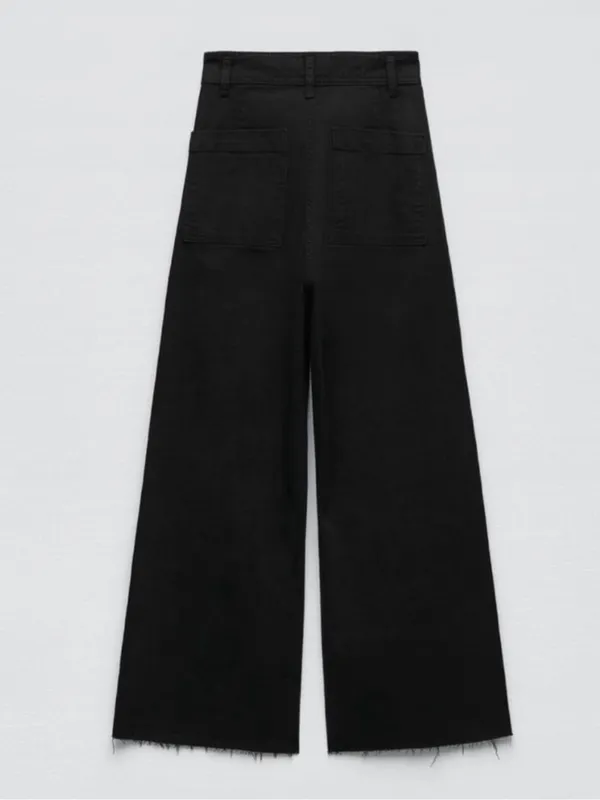 ZARA The Marine Straight Jeans in Black Size 6 - Image 7