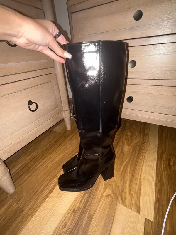 Princess Polly Patent Leather Knee-High Boots 8 - Image 3