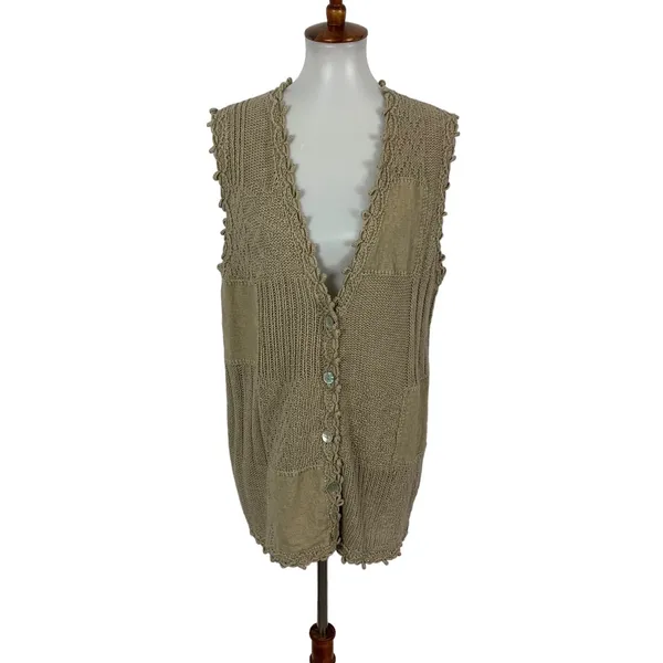 Cambridge Dry Goods Knit Vest Small Brown Sweater NWT Cottagecore - Image 2