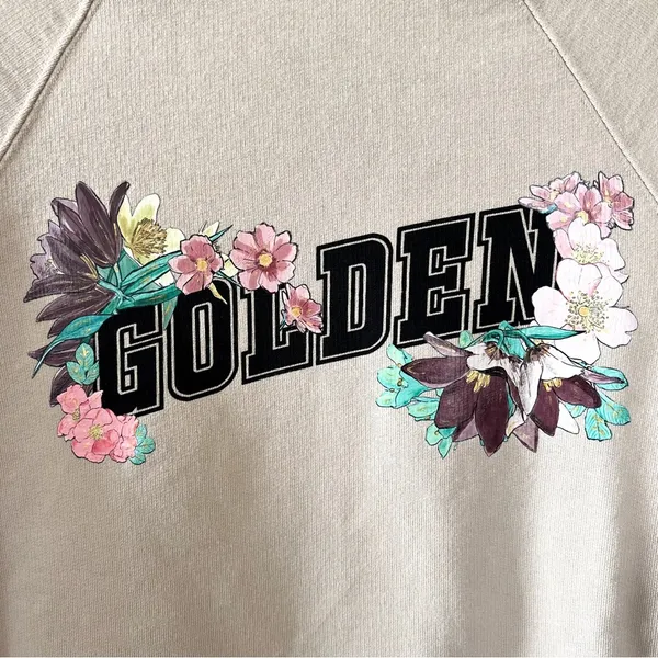 Golden Goose Floral Graphic Sweatshirt in Tan / Beige NWT - Image 4