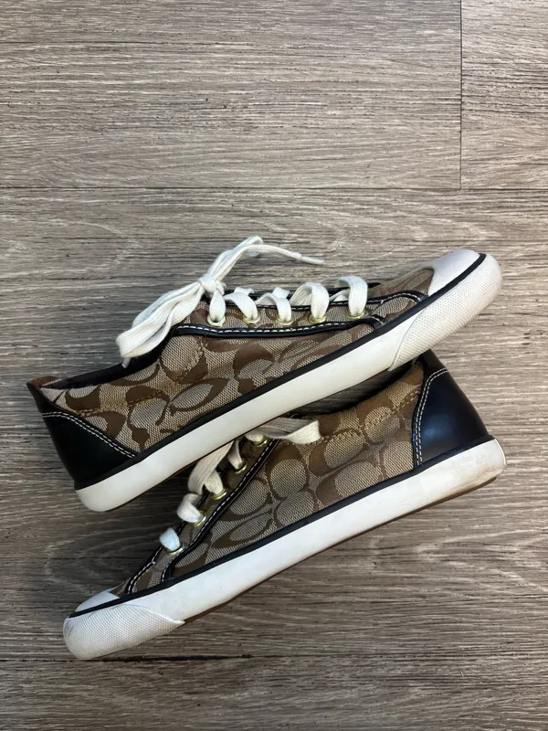 Coach Barrett sneakers in a signature khaki and brown canvas - Image 2