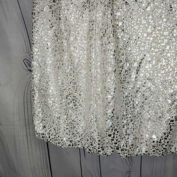 Vintage Jessica McClintock White and Silver Strapless Mini Cocktail Party Dress - Image 4