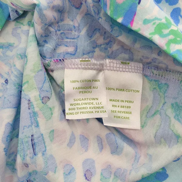 Lilly Pulitzer Blue Green Floral Print Pima Cotto Mini Dress - Image 5
