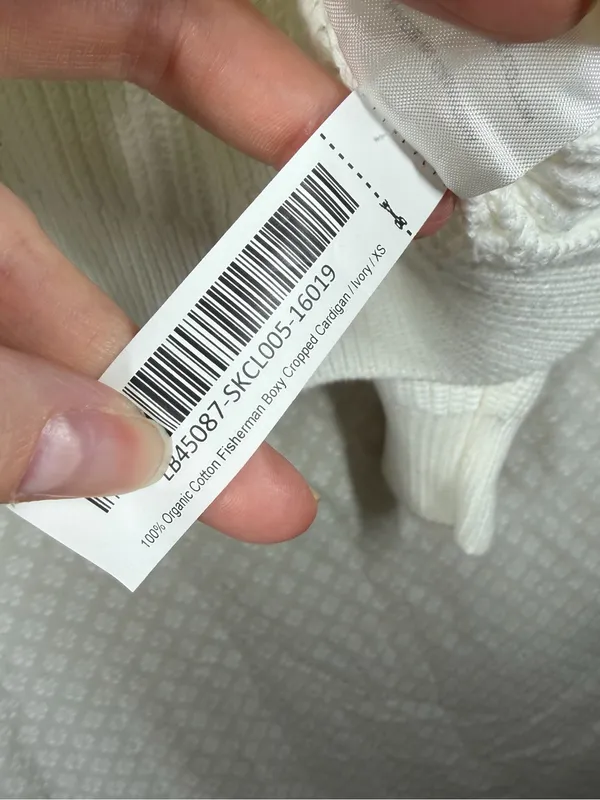 Quince White Organic Cotton Fisherman Boxy‎ Cropped Cardigan - Image 5
