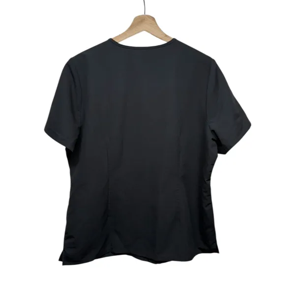 Figs Scrub Top Women XL Black Casma 3 Pocket V Neck Medical Nurse Stretch FW1100 - Image 2
