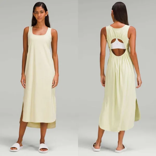 Lululemon Open Back Pima Cotton Midi Tank Dress Sleeveless Womens Size 6 - Image 2