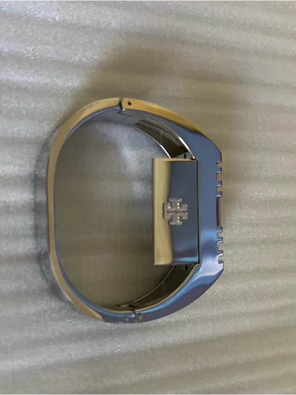 Tory Burch X Fitbit Silver Tone Metal Geometric Hinged Bangle Bracelet - Image 4
