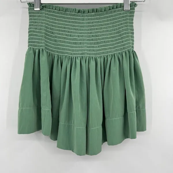 KOCH Erica Shorts Women's Size XS Skirt Skort Pleated Green Pull On Smocked Boho - Image 5