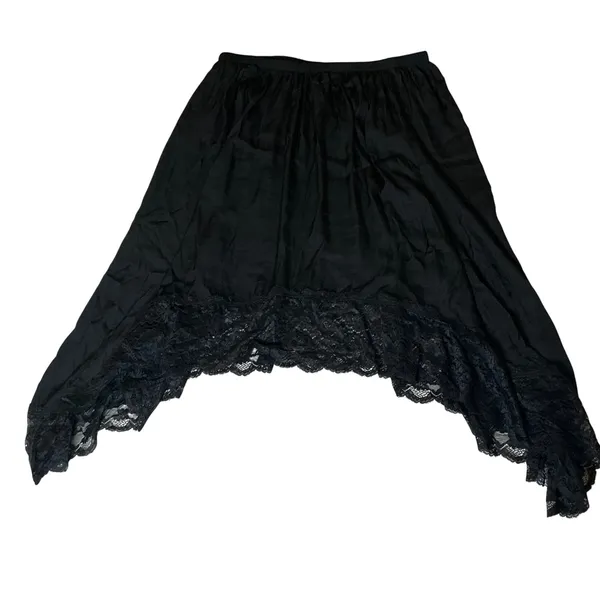 Whimsigoth Dark Romantic Aerie Black Lace Midi Skirt S Handkerchief Hem Goth - Image 4
