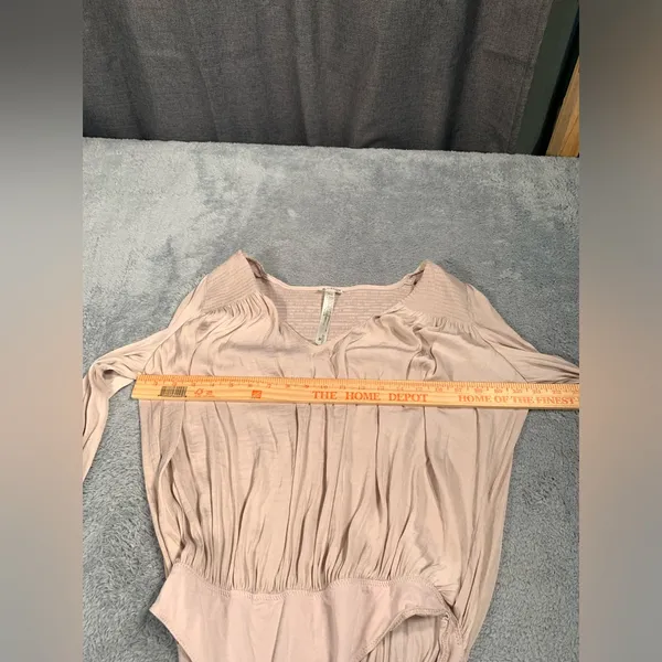 Free people intimately Long Sleeve blouse Bodysuit tan small - Image 6