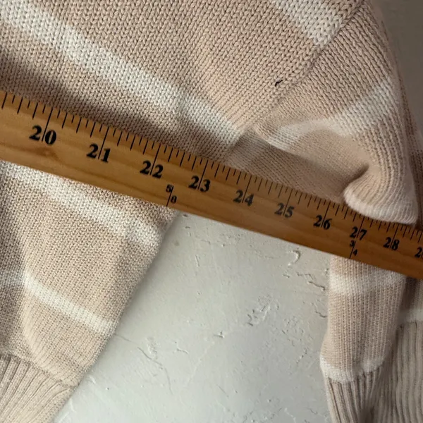 Sincerely Jules Striped Crew Neck Sweater Beige White Cotton M Minimalist‎ - Image 7