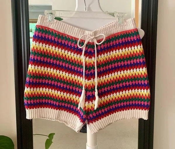 Rainbow Crochet Shorts Size M - Image 2