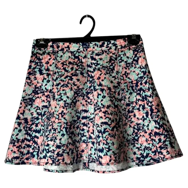 Club‎ Monaco Skirt Women 4 Pink Blue Floral A Line Skater Mini Boho Cottagecore - Image 2