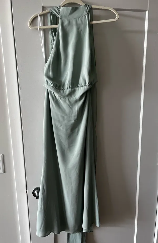 Reformation Lizbeth Halter Neck Dress Celadon - Image 4