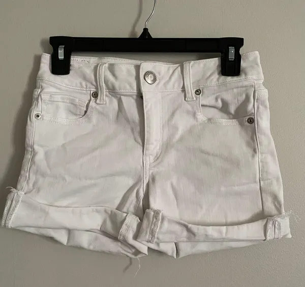 White Denim Midi Shorts - Image 4