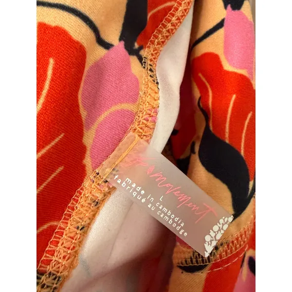 Free People Floral Print Tennis Skirt Shorts Pink Orange Pleats and Thank You L - Image 9