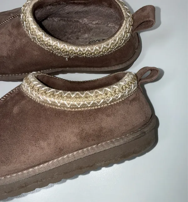 Maurices SuperCush Charlie Clogs Slippers Brown Embroidered Slip On - Image 5