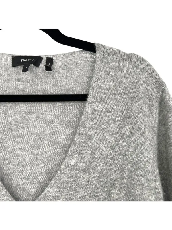 Theory Adrianna RL 100% Cashmere V-Neck Sweater Gray Size Small Quiet Luxury - Image 11