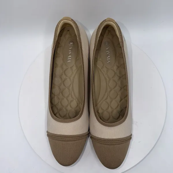 VIVAIA Julie Almond Toe Chunky Heel Beige Tan Knit Comfort Womens EU 42 US 10.5 - Image 6