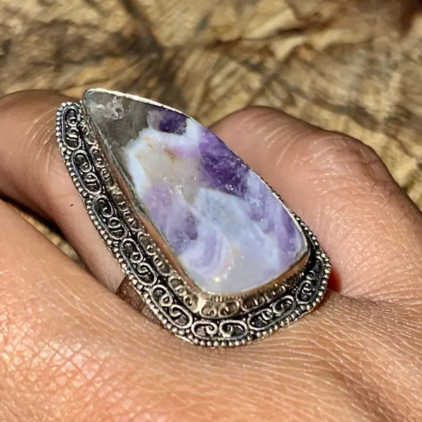 Purple Chevron Amethyst Ring Size 8 1/4 - Image 3