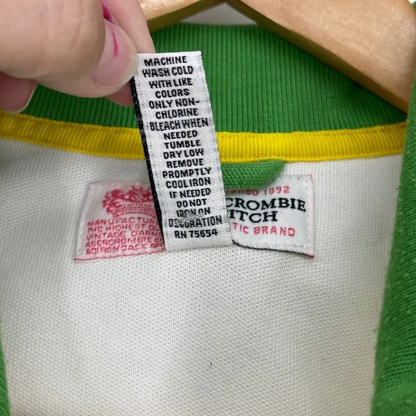 Abercrombie & Fitch White Green Tennis Swimming Club Zip Up Jacket‎ Size M Y2K - Image 5