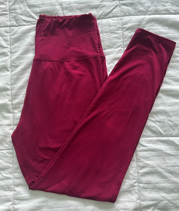 Amazon High Waisted Burgundy Leggings - Image 2