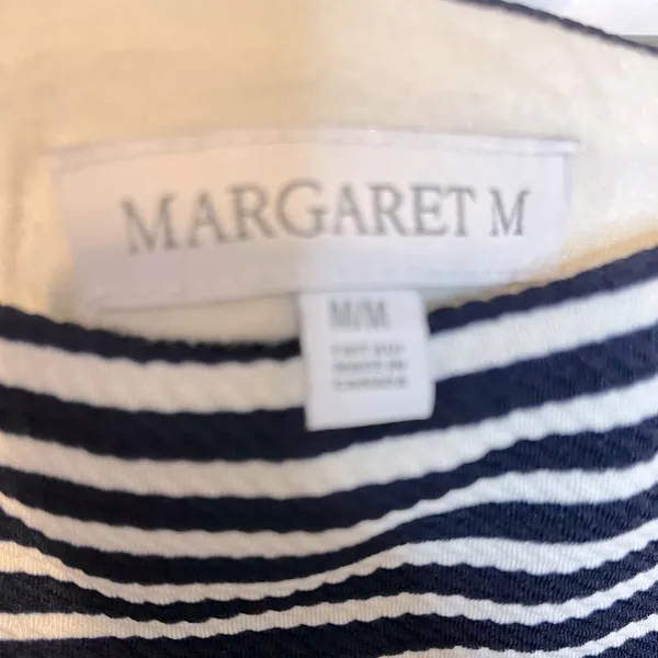 Margaret M Blue and White Striped A-Line Knee-Length Skirt Women’s Size M - Image 3