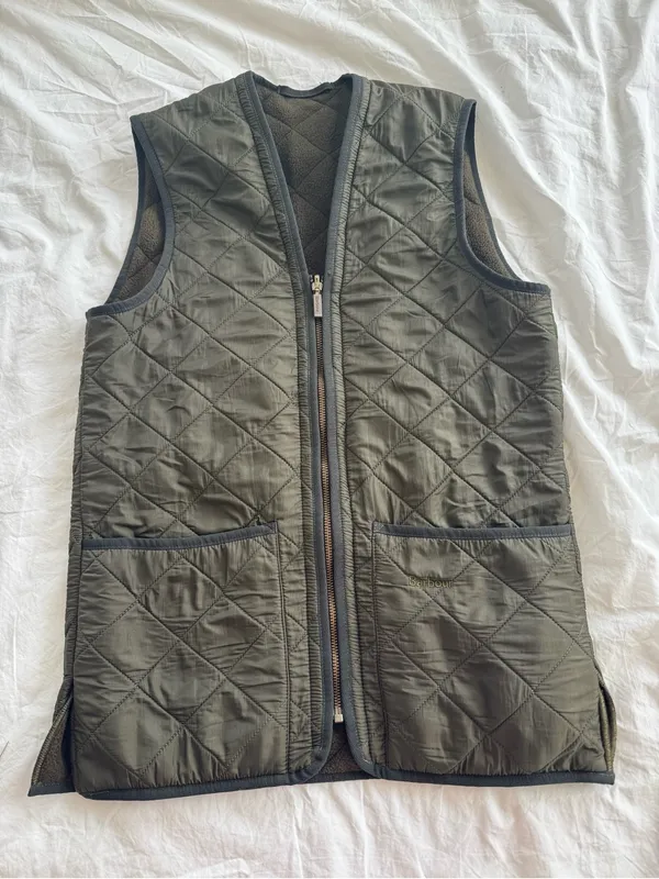 Barbour Women’s XS Quilted Best Dark Green Zip Pockets Vest Reversible Classy - Image 2