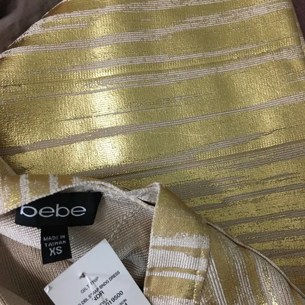 NWT BEBE Gold Foiled Bandage Dress XS - Image 10