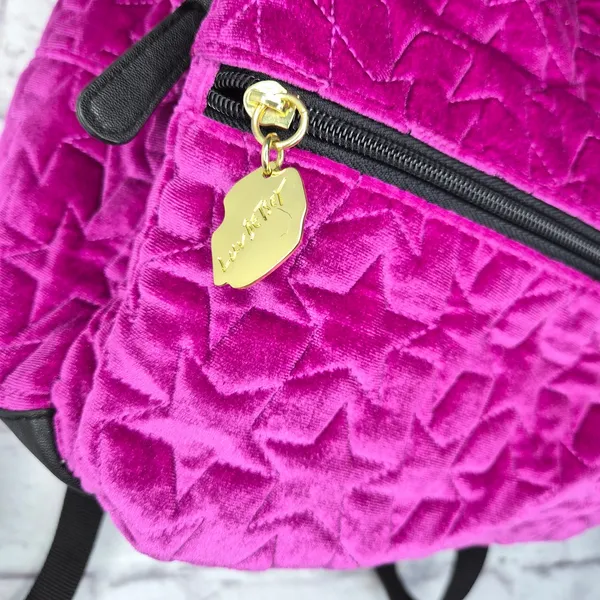 Luv Betsey Johnson Magenta Velvet Quilted Star Mini Backpack Hot Pink Y2K Purse - Image 5