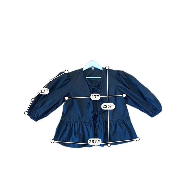 Amazon black tie front puff sleeve blouse size M - Image 7