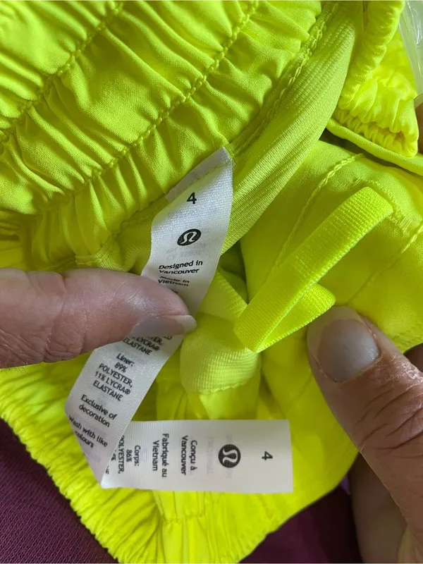 Neon Yellow Lululemon Hotty Hot LR 4” size 4 - Image 5
