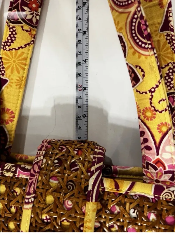 Vera Bradley Woven Straw Rattan Tote Bag Floral Boho Summer Beach Market 🌿 - Image 4