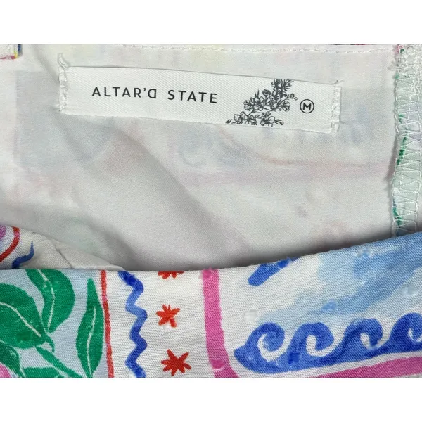 Altar'd State Tropical Postcard Peplum Cami Top Ivory Multi Swiss Dot NWT M - Image 5
