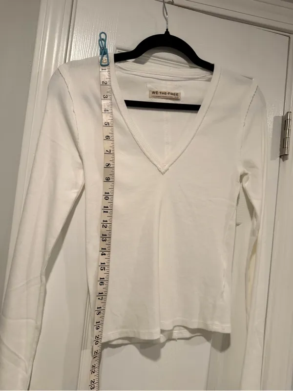 NWOT We The Free Size XS White Ribbed V-Neck Long Sleeve Stretch Top Free People - Image 7