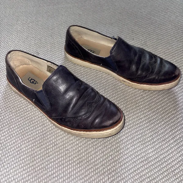 UGG Women's Hadria Navy Blue Leather Slip On Wingtip Loafer Shoes Sz 8 - Image 2