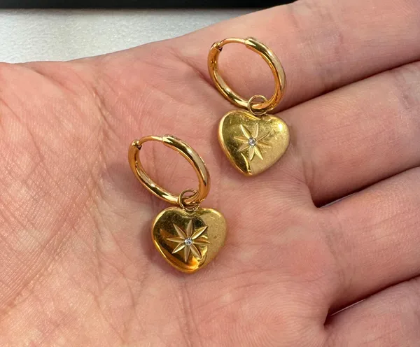 Love Heart Dangle Drop Earrings for Women Gold - Image 4