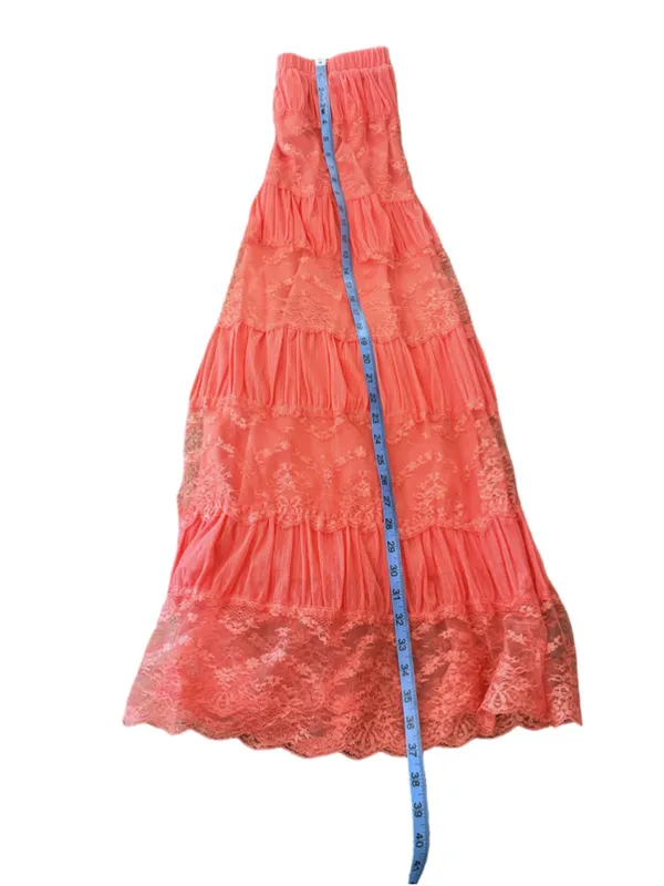 Lapis Coral Lace Tiered Maxi Skirt Size S - Image 6