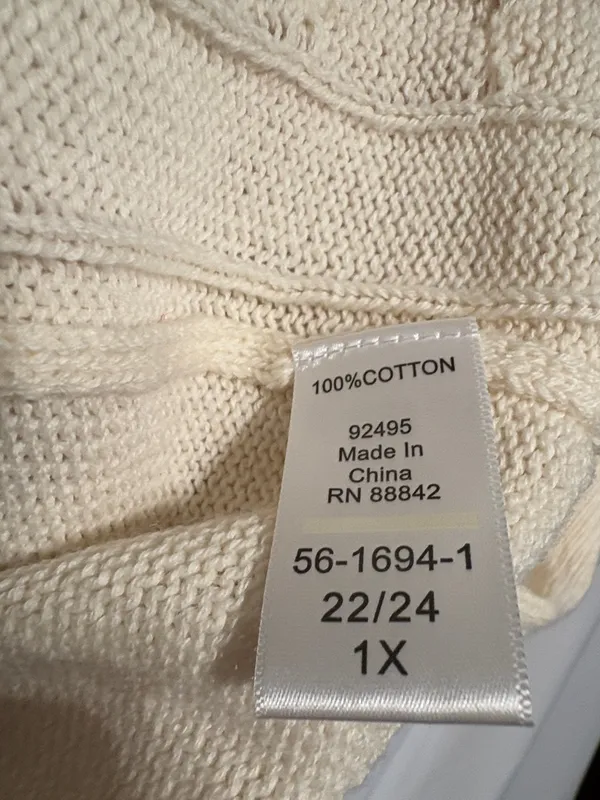 Woman Within GrandmacoreCream Cable Knit Button-Front Cardigan Size 1X NWOT - Image 3