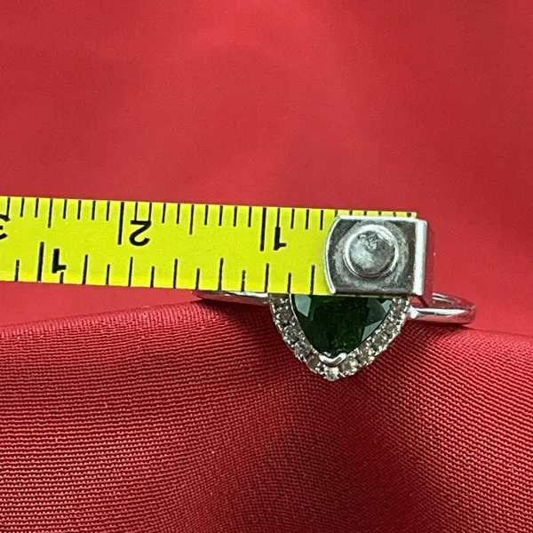 Green‎ CZ Love Heart Promise Polished Ring .925 Sterling Silver Band Sz 8.25 - Image 7