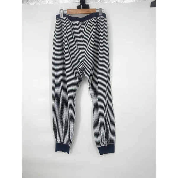 Splendid Pajama Set Women Medium Navy White Striped Henley Thermal Loungewear - Image 6