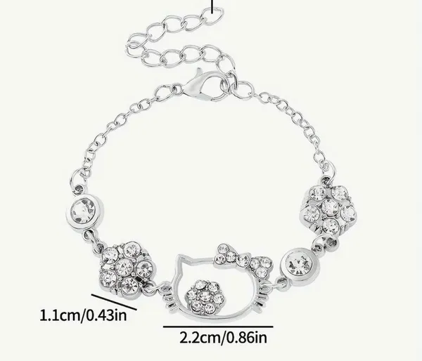 Hello Kitty Gorgeous Stainless Steel Silver Rhinestone Bracelet - Image 3